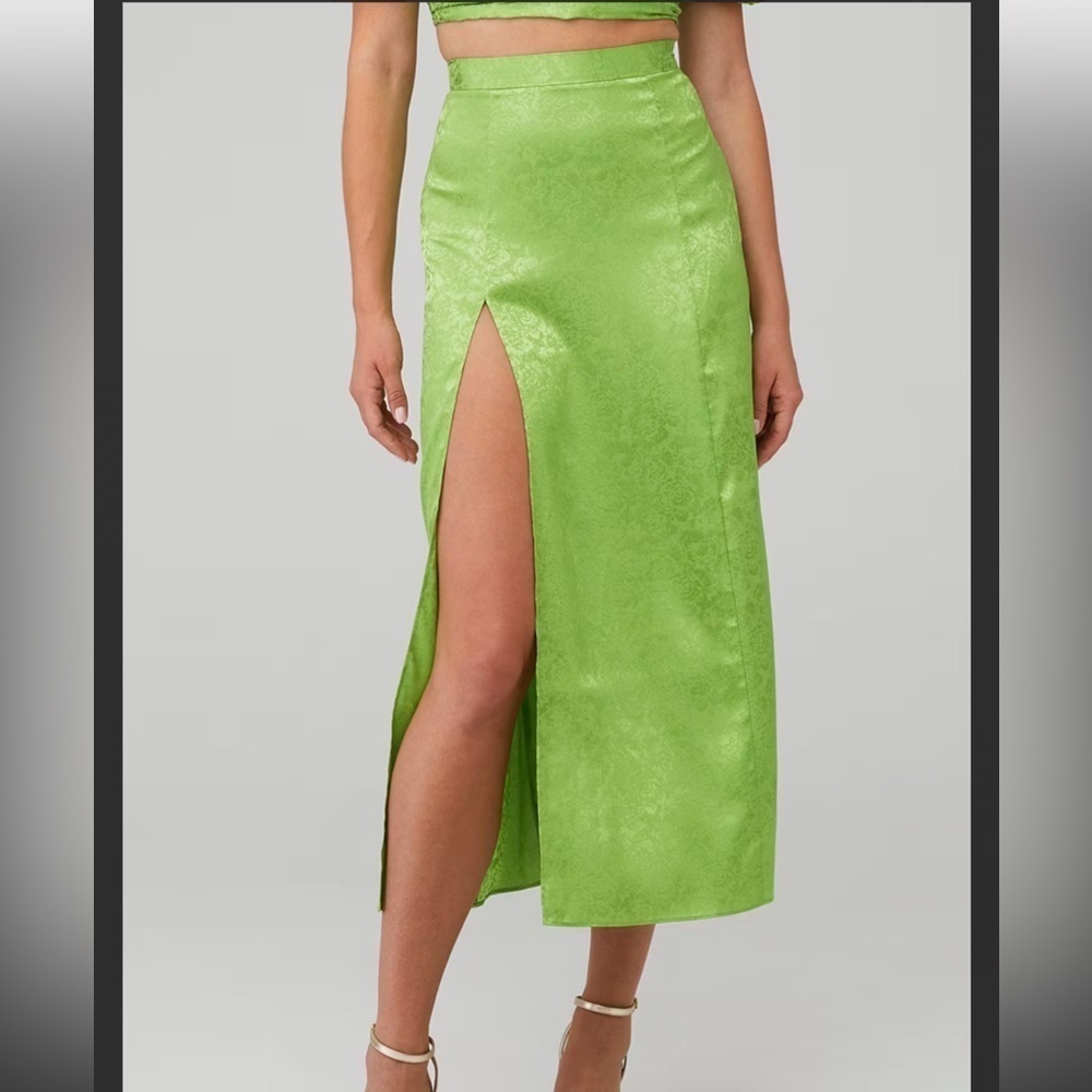 SET Ronny Kobo NWT Green Zano top & Marlo Maxi High Slit Skirt Set ($706) SMALL - Picture 6 of 9